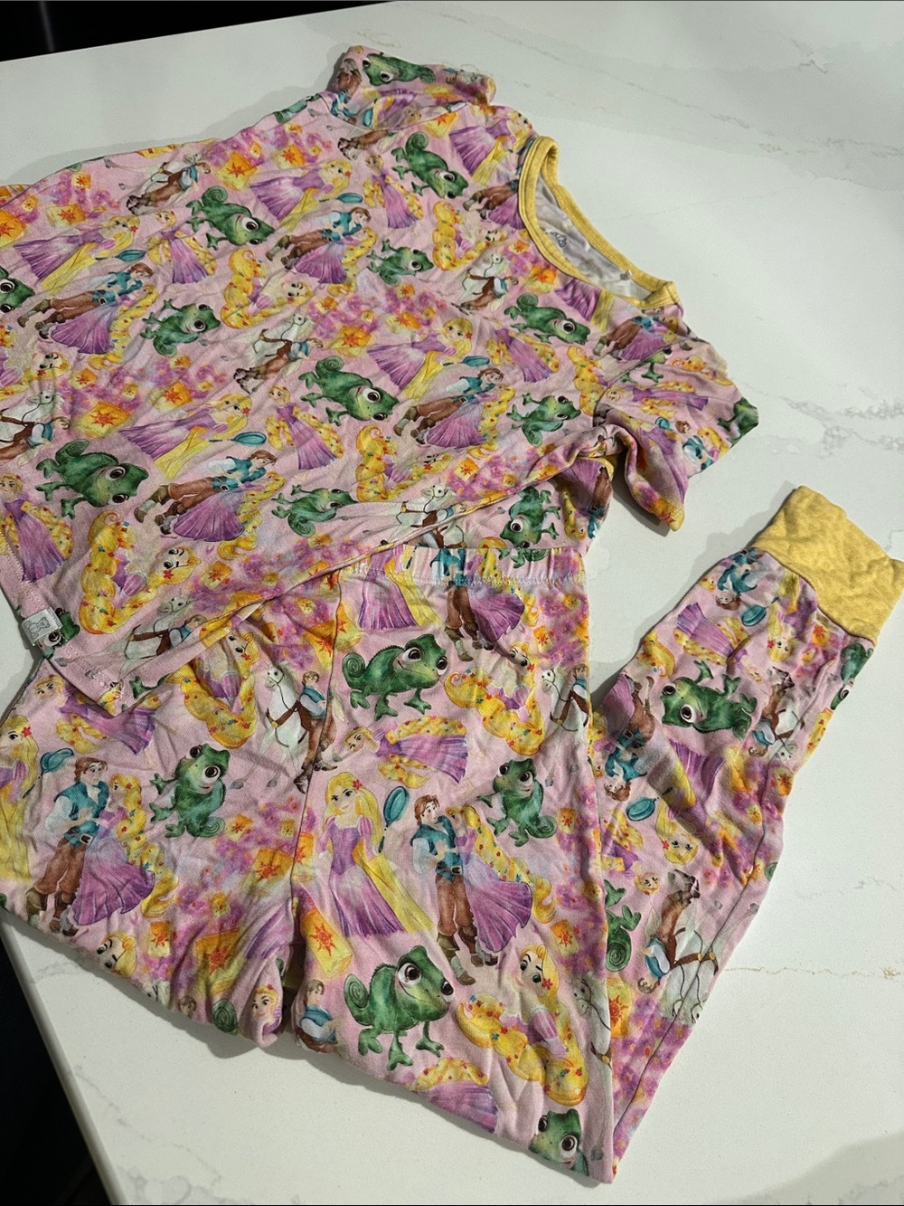 Little Snuggles Bamboo Tangled Rapunzel PJ long pants and short sleeve shirt 6